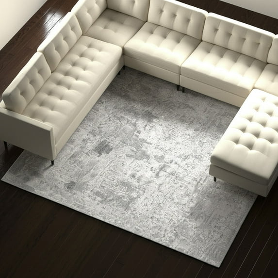 HomeRoots 617283 9 x 12 ft. Silver & Gray Abstract Hand Woven Distressed Rectangle Area Rug