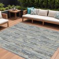 thumbnail image 1 of HomeRoots 592771 9 x 12 ft. Taupe, Gray & Blue Striped Washable Indoor & Outdoor Rectangle Area Rug, 1 of 5