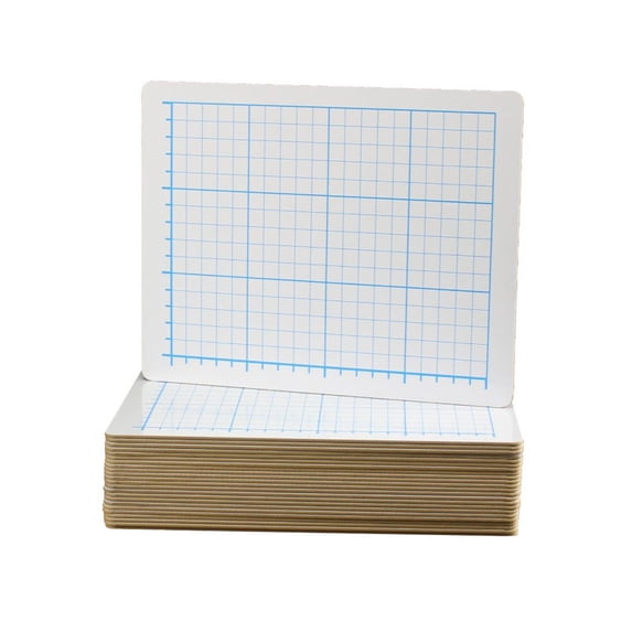 9" X 12" Two Sided Quadrant Grid Dry Erase Board - 1by2" Square Bulk Class Pack 24