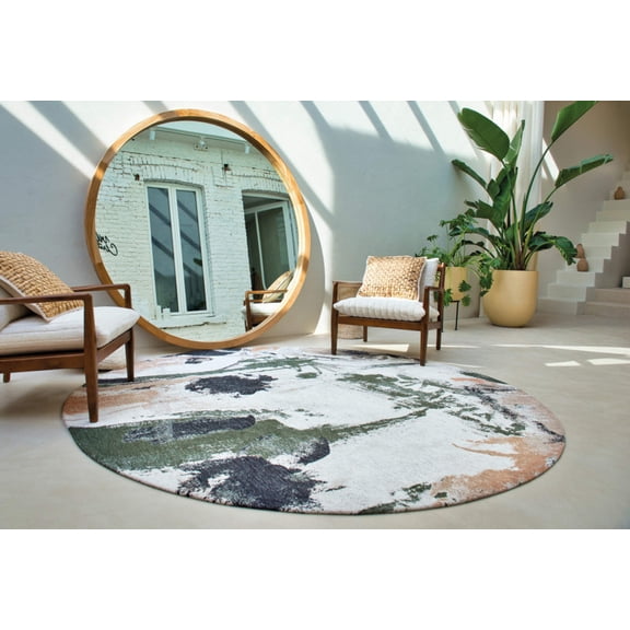 9' X 13' Gray and Orange Abstract Non Skid Area Rug