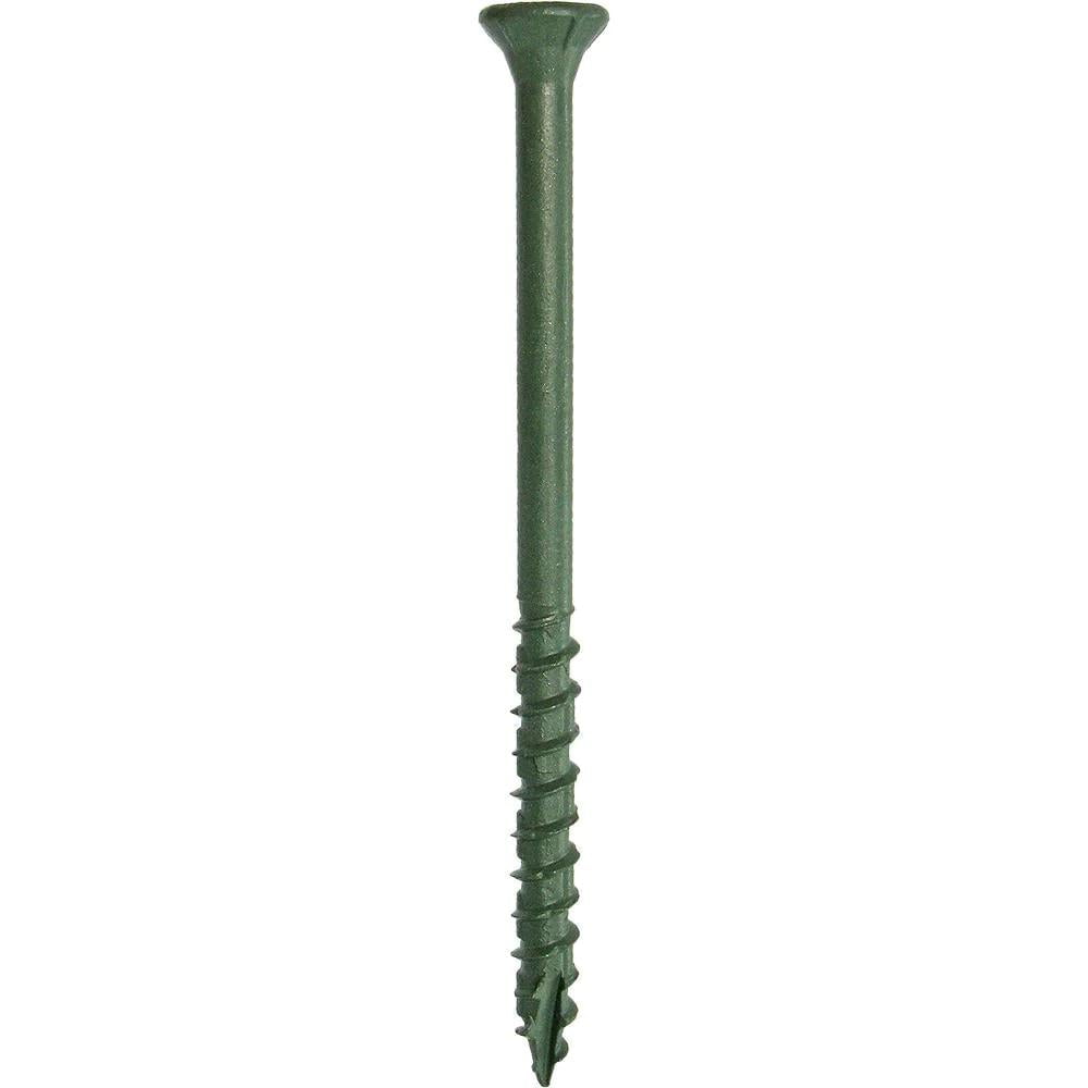#9 X 3 in. Green Exterior Self-Starting Star Flat Head Wood Deck Screws 5 Lbs. Box(325 Pcs)