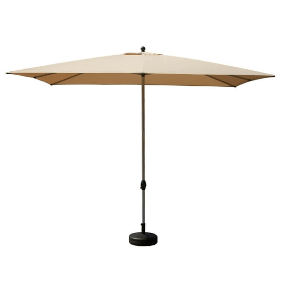 9'X11.5' Adjustment Rectangle Cantilever Umbrella with Push-Button Tilt , Patio Umbrella with Crank Open System, Aluminium Outdoor Umbrella for Backyard, Pool, Beige