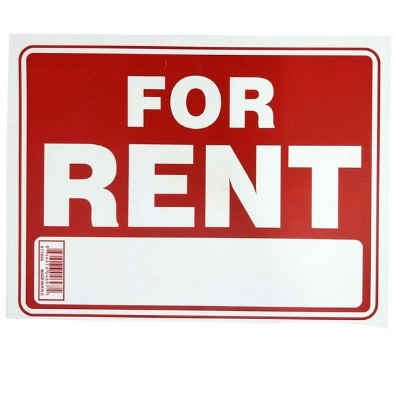 9"X12" "FOR RENT" Plastic Signage Sign-1CT