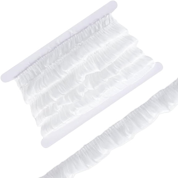 9 Yards(8.2m) Ruffle Lace Trim 3cm Wide White Pleated Fabric Ribbon Chiffon Ruffled Trim