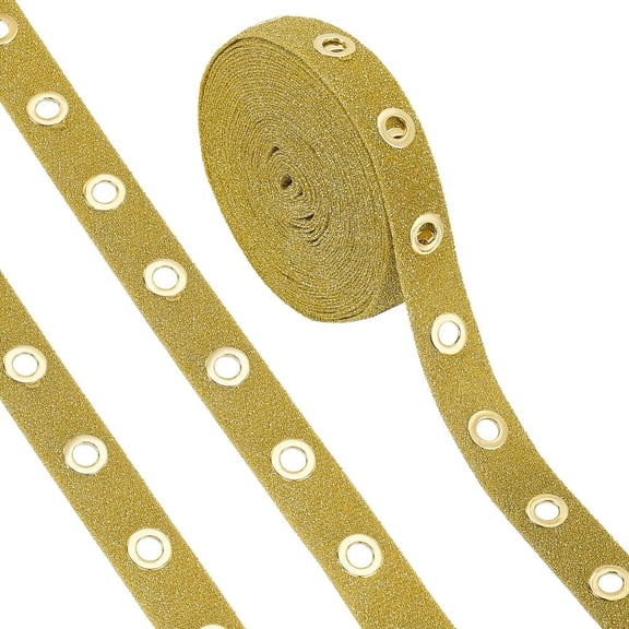 9 Yards Glitter Polyester Ribbon with Alloy Eyelets Clothes Accessories Olive 1 inch(24mm) DIY