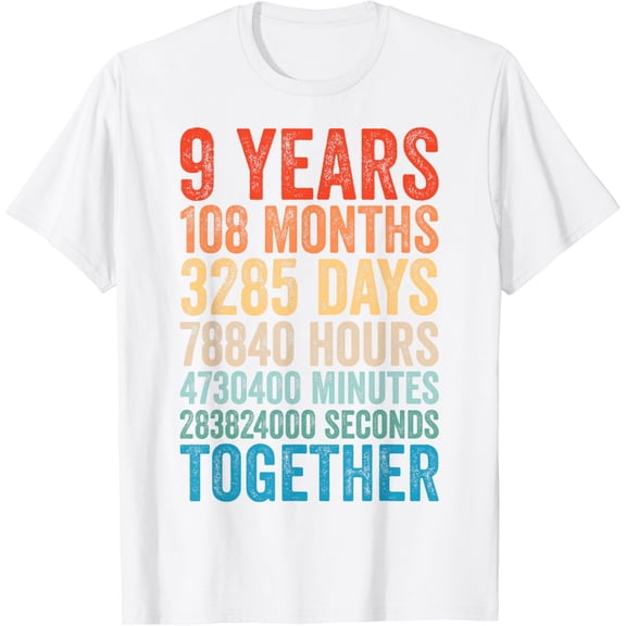 9 Year Anniversary Him Her Couple 9th Wedding T-Shirt100% cotton