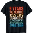 thumbnail image 1 of 9 Year Anniversary Him Her Couple 9th Wedding T-Shirt100% cotton, 1 of 4