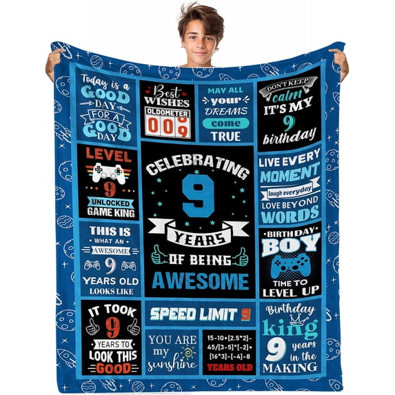 9 Year Old Boy Gifts Birthday Gifts for 9 Year Old Boys, Kids Blanket 50 x 60 Inches Warm Flannel Throw Blankets for Boys 9 Year Old Boy Birthday Gifts Ideas