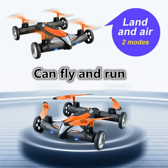 9 Year Old Boy Gifts, Drone Flying Cars Quadcopter-Ground with Remote Control Car with 360°Rolling, Speed LED Lights, Orange, 25x23x7cm(9.8x9x2.7in)