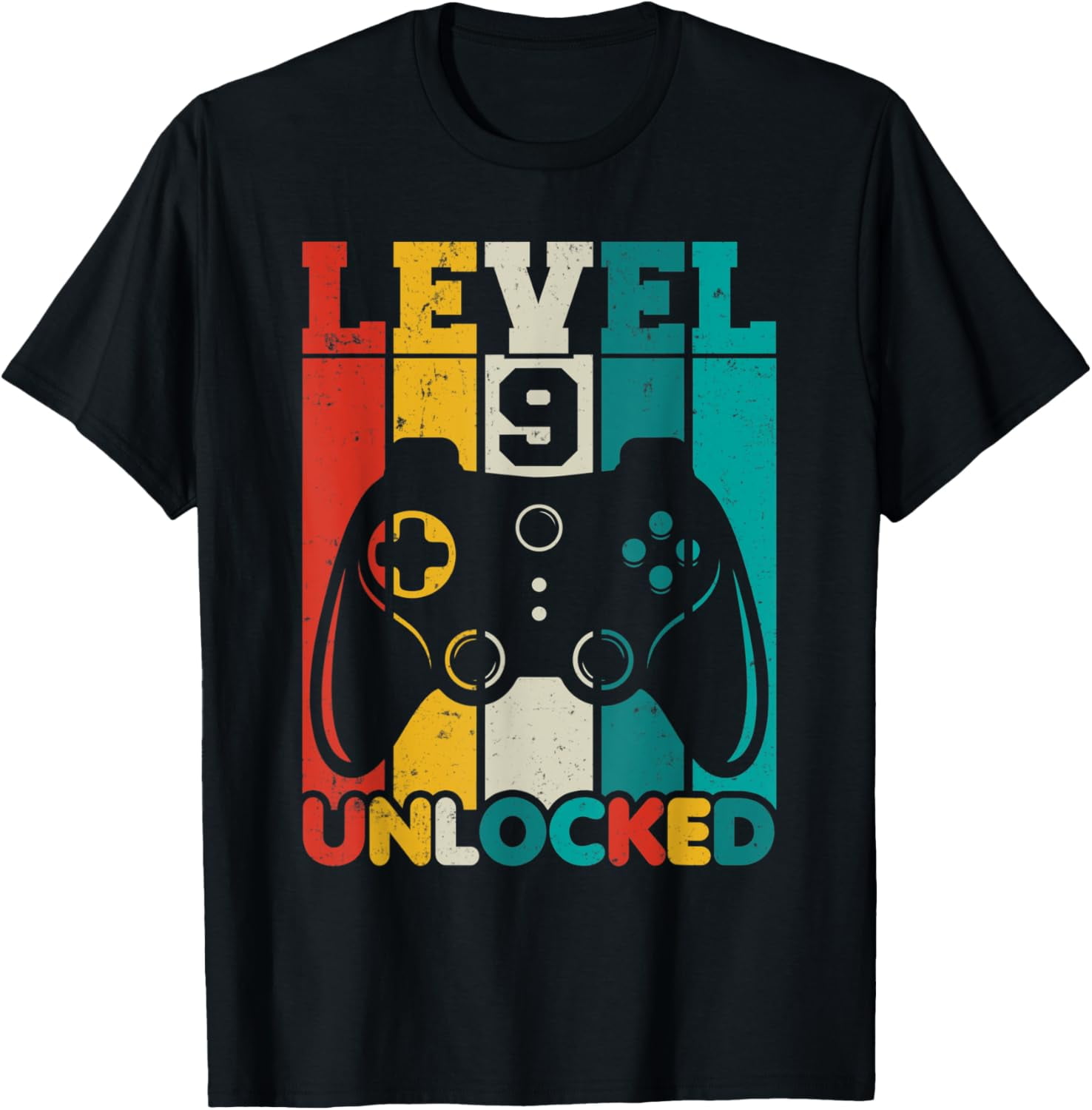 9 Year Old Boy Level 9 Unlocked Video Gamer 9th Birthday T-Shirt