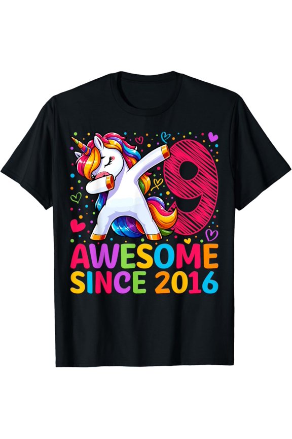 9 Year Old Unicorn Dabbing 9Th Birthday Party Unisex T-Shirt S-5Xl - Best Birthday Gifts