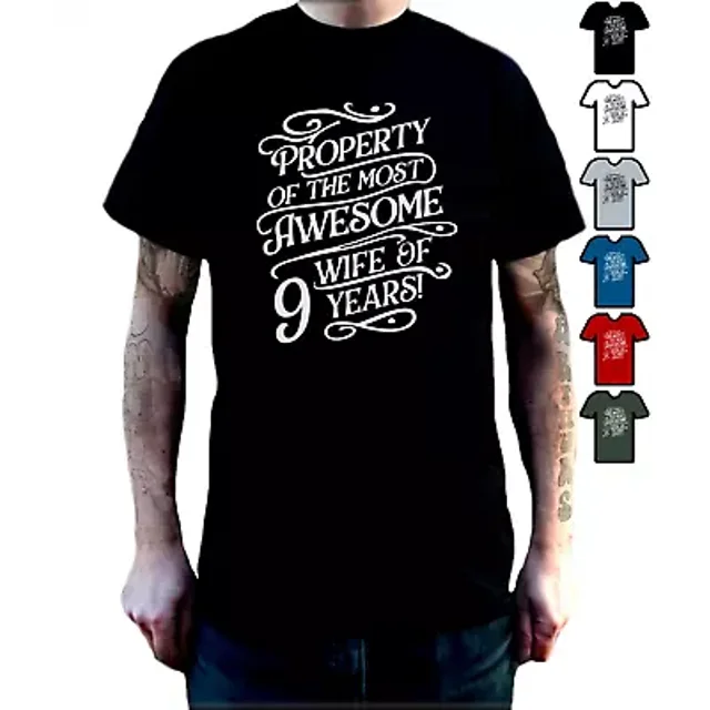 9 Year Wedding Anniversary T Shirt Couples Unisex Tshirt Ninth Years