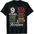 thumbnail image 1 of 9 Years Of Being Awesome Retro Countdown 9th Birthday T-Shirt, 1 of 4