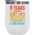 thumbnail image 1 of 9 Years of Being Awesome, Anniversary Celebration, White 12oz Wine Tumbler, 1 of 5