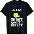 thumbnail image 1 of 9 ball 8 ball Aim Shoot Swear Repeat Billiards Funny Creative Graphic T-Shirt, 1 of 3