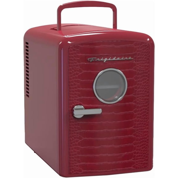 9 can/6l mini personal fridge cooler Crocodile finish door-W: 7.08" x L: 11.81" X H: 10.04 (Red)