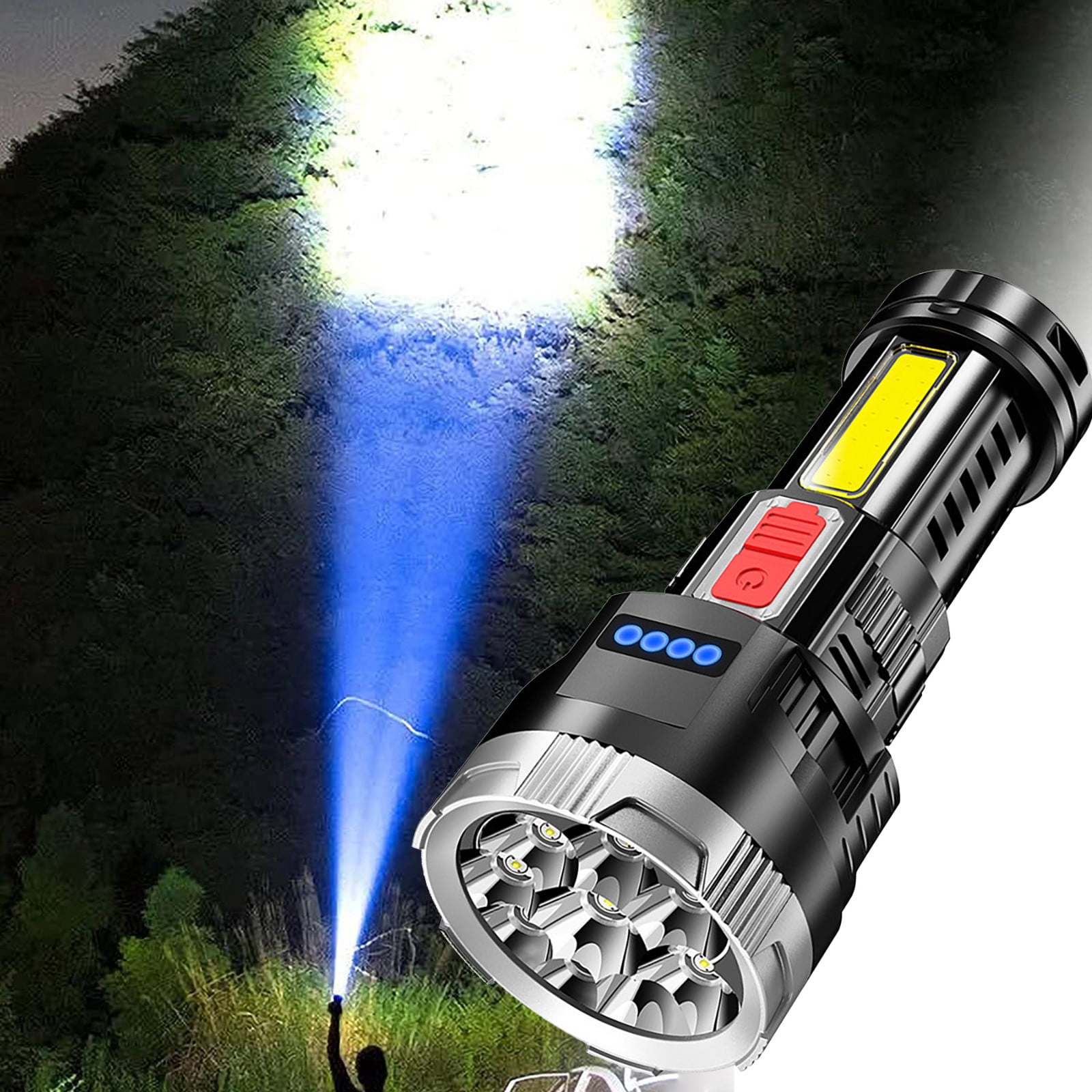 9-core 4-speed Outdoor Strong Light Flashlight Rechargeable LED Side ...