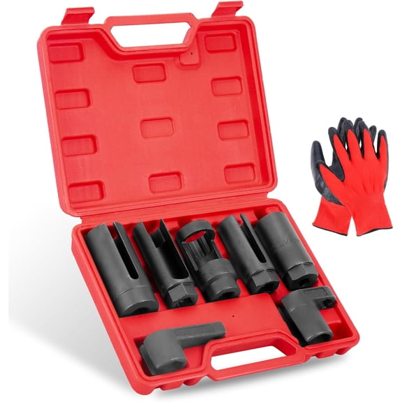 9 count Automotive  Sensor Socket Set and Oil  Sending Unit Sensor Socket 22mm 27mm 29mm Wrench Disconnection and Installation Tool Kit Universal for  (Red)