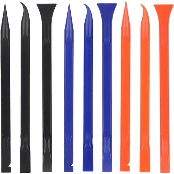 9 count Detailing Pick Set Kit, Anti-Scratch Plastic Scraper Tools, Multi-Functional Non Scratch Cleaning Supplies for Auto Interior Narrow Spaces Kitchen Crevice Gaps (Blue, Black, Orange)