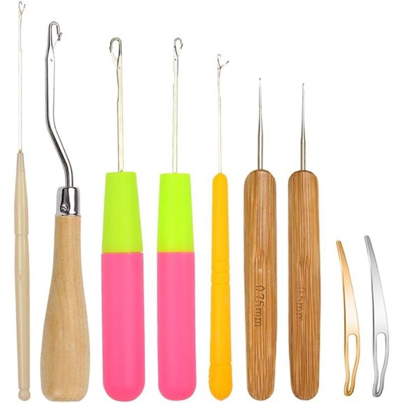 9 count Dreadlocks Tool Set Latch Hook Different Sizes Small Crochet Hooks  Interlocking Tool for  Hair Braiding, Rug Making and Art Crafts