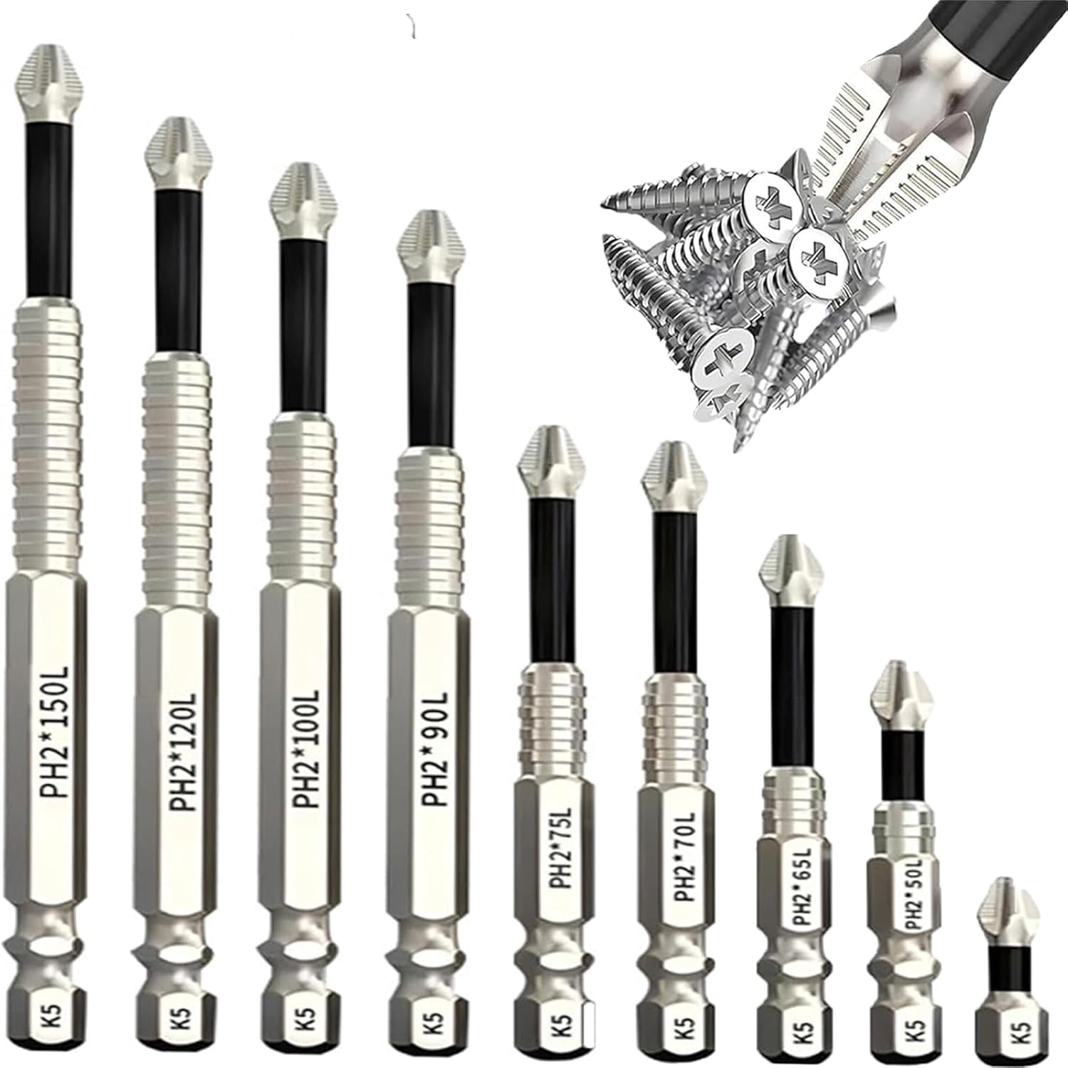 9 count Drill Bit Set, Durability Drill Bit Set, Anti-Slip Set, 25 50 ...