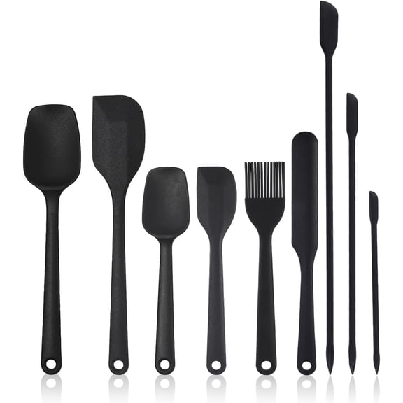 9 count Spatula Set, Grade Rubber Spatula, Machine Washable, Upgraded Power Handle with Grip, Heat Resistant up to 600?F for Non-Stick Cookware, Cooking.