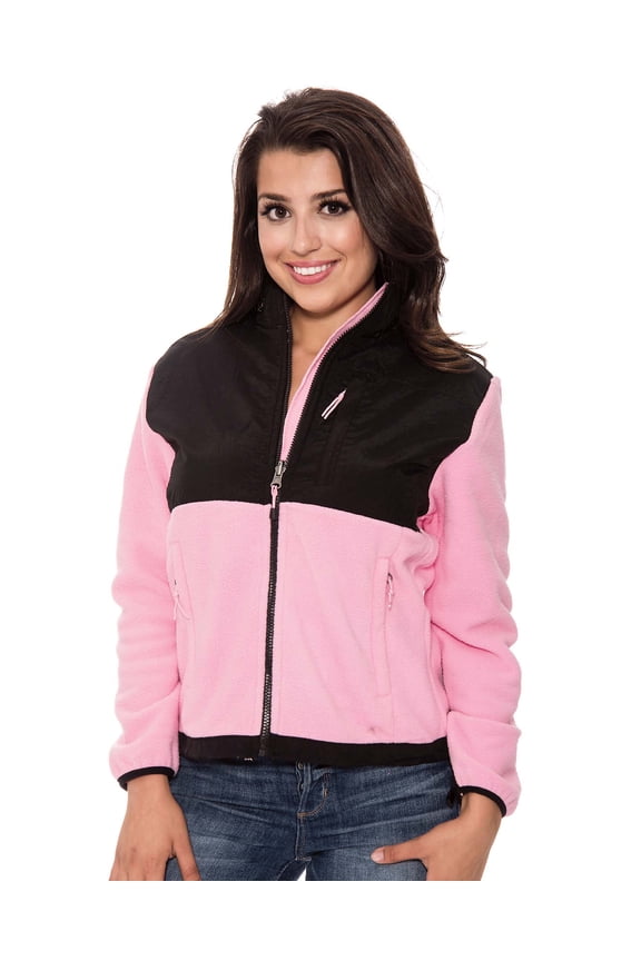tr women's sport fleece jacket essentials-pink/black-small