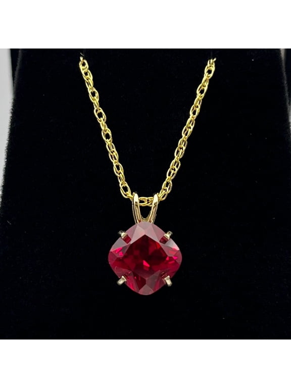 9 ct Cushion Cut Ruby Pendant Necklace Fine Jewelry Gift Cushion Square Ruby Necklace Lab July Birthstone Gold Plated Pendant