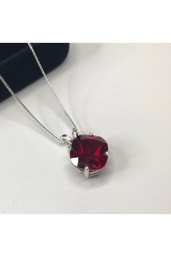 9 ct Cushion Cut Ruby Pendant Necklace Fine Jewelry Gift Cushion Square Ruby Necklace Lab July Birthstone Pendant