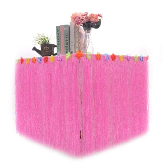 9 feet X 11 Luau Grass Table Skirt, Hawaiian Luau Libiscus Table Skirt for Hawaiian Party, Luau Party Supplies, Luau Party Decorations, Moana Birthday Party