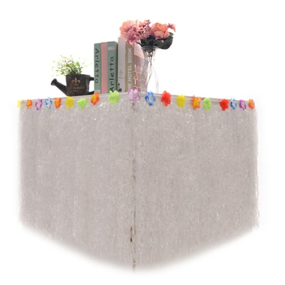 9 feet X 11 Luau Grass Table Skirt, Hawaiian Luau Libiscus Table Skirt for Hawaiian Party, Luau Party Supplies, Luau Party Decorations, Moana Birthday Party