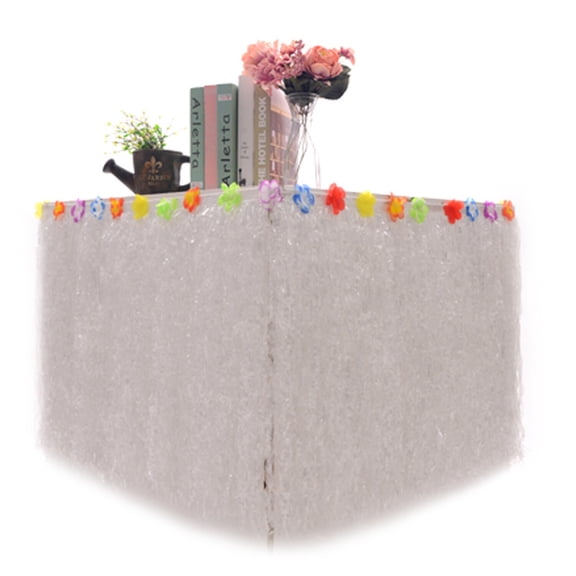 9 feet X 11 Luau Grass Table Skirt, Hawaiian Luau Libiscus Table Skirt for Hawaiian Party, Luau Party Supplies, Luau Party Decorations, Moana Birthday Party