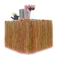 thumbnail image 1 of 9 feet X 29 Luau Grass Table Skirt, Hawaiian Luau Libiscus Table Skirt for Hawaiian Party, Luau Party Supplies, Luau Party Decorations, Moana Birthday Party, 1 of 7