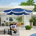 thumbnail image 1 of 9-foot outdoor shade umbrella, UPF 30+ , ventilation patio table umbrella, with crank, 8 umbrella ribs, button tilt, suitable for backyard patio and lawn, navy blue, 1 of 8