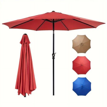 9-foot outdoor umbrella outdoor furniture with pushbutton tilt and hand crank patio table umbrella for commercial and residential pool beach yard umbrellas with 8 sturdy ribs