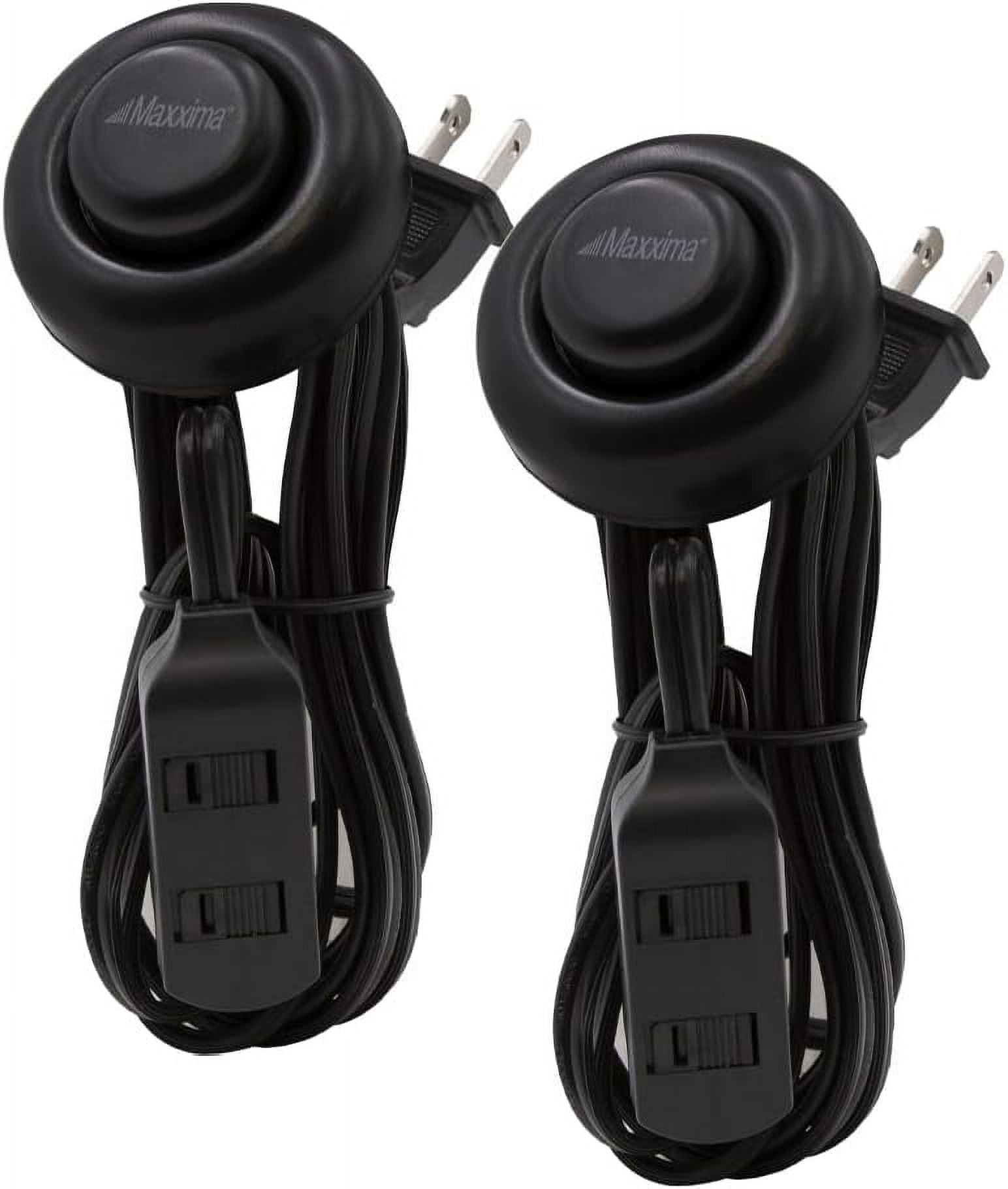 9 ft 3 Outlet Extension Cord - Featuring an Easy to Use On/Off Foot Switch, Ideal to Plug in Lamps, Appliances, Lighting Accessories, or for Senior Living Use, 125VAC - Black - Pack of 2