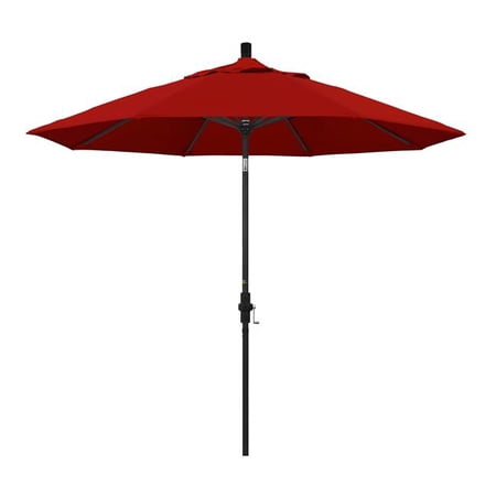 9 ft. Aluminum Market Umbrella Collar Tilt - Matted Black - Sunbrella - Jockey Red