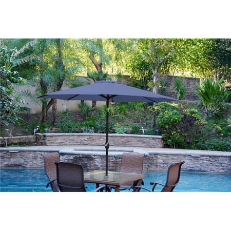 9 ft. Aluminum Patio Market Umbrella Tilt with Crank - Blue Fabric & Black Pole