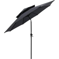 9 ft Double Top Outdoor Market Patio Table Umbrella with Tilt, Beige