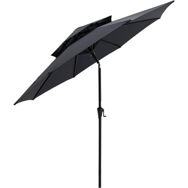 9 ft Double Top Outdoor Market Patio Table Umbrella with Tilt, Beige