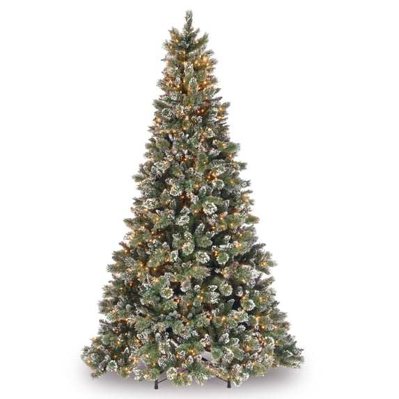National Tree Company 9 ft. Glittery Bristle Pine Tree with Clear Lights