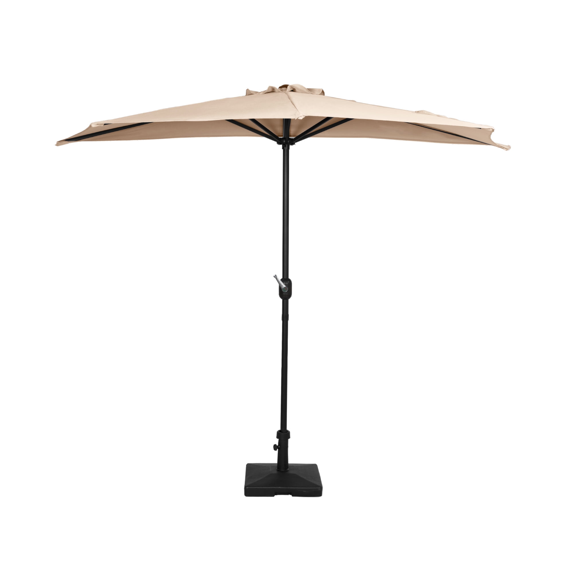 9 ft Half Market Umbella with Square Concrete Base, Gray