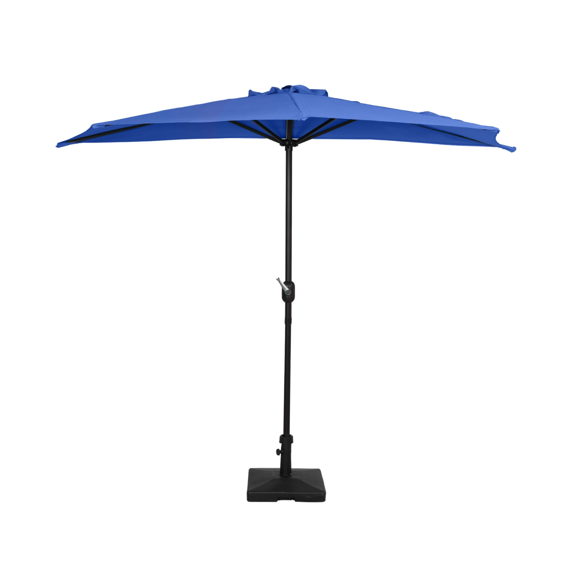 9 ft Half Market Umbella with Square Concrete Base, Royal Blue