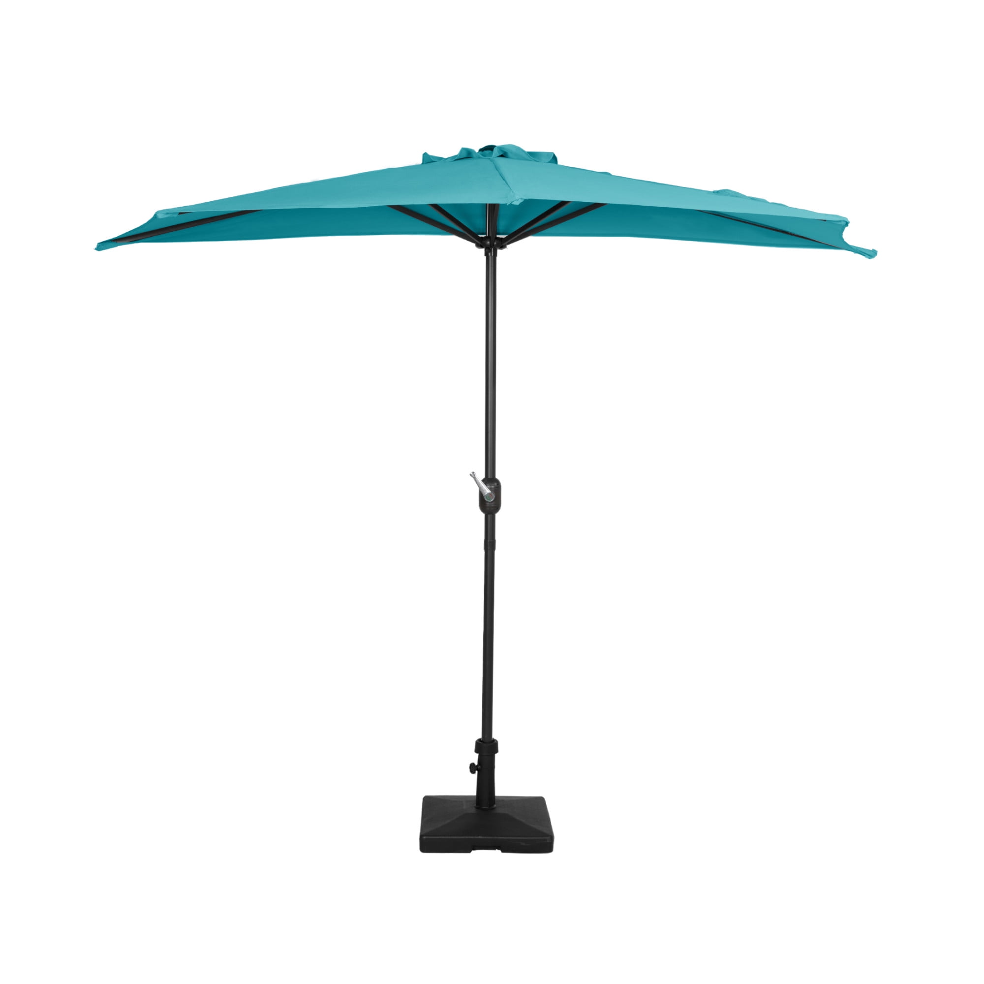 9 ft Half Market Umbella with Square Concrete Base, Turquoise