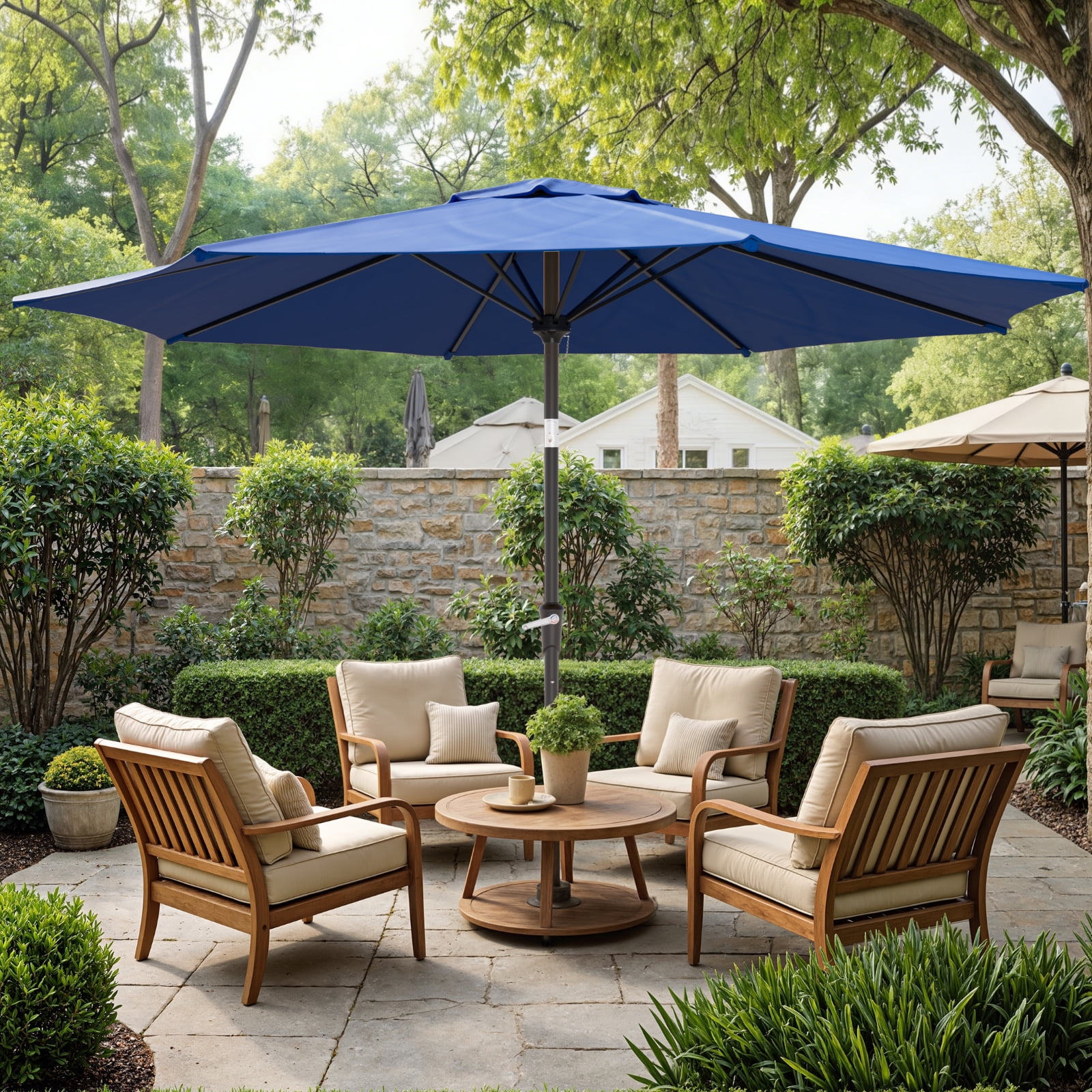 7 1 2 ft push up patio umbrella in tan Abba 7.5FT Lyon Outdoor Patio Outdoor Table Umbrella with Button Tilt and Crank Market Umbrella 6 Sturdy Ribs UV Protection Waterproof for Garden Deck Backyard Pool Beige Features a push Hampton Bay 7.5 ft. Market