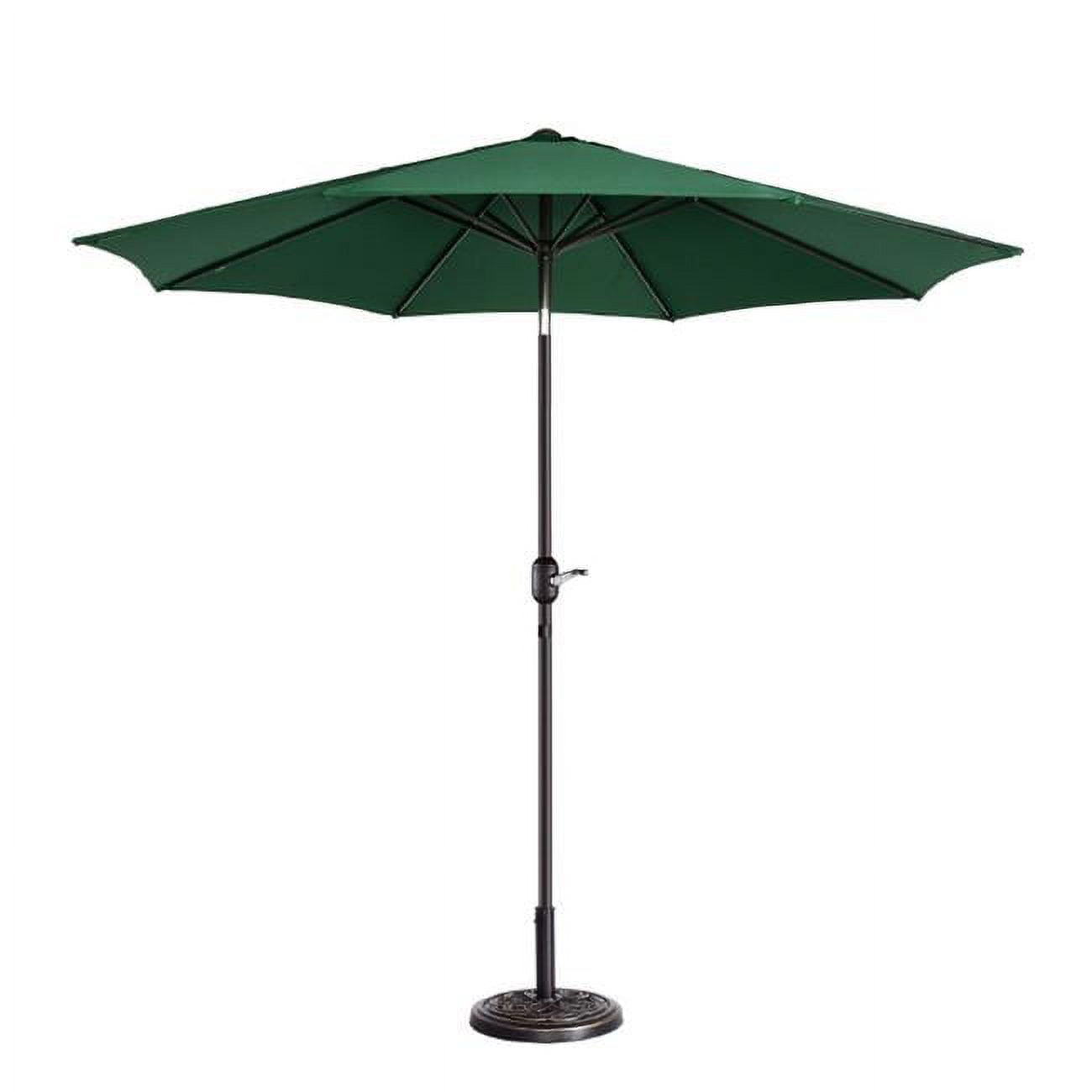 Green 9 ft. Steel Market Patio Umbrella with Crank Lift