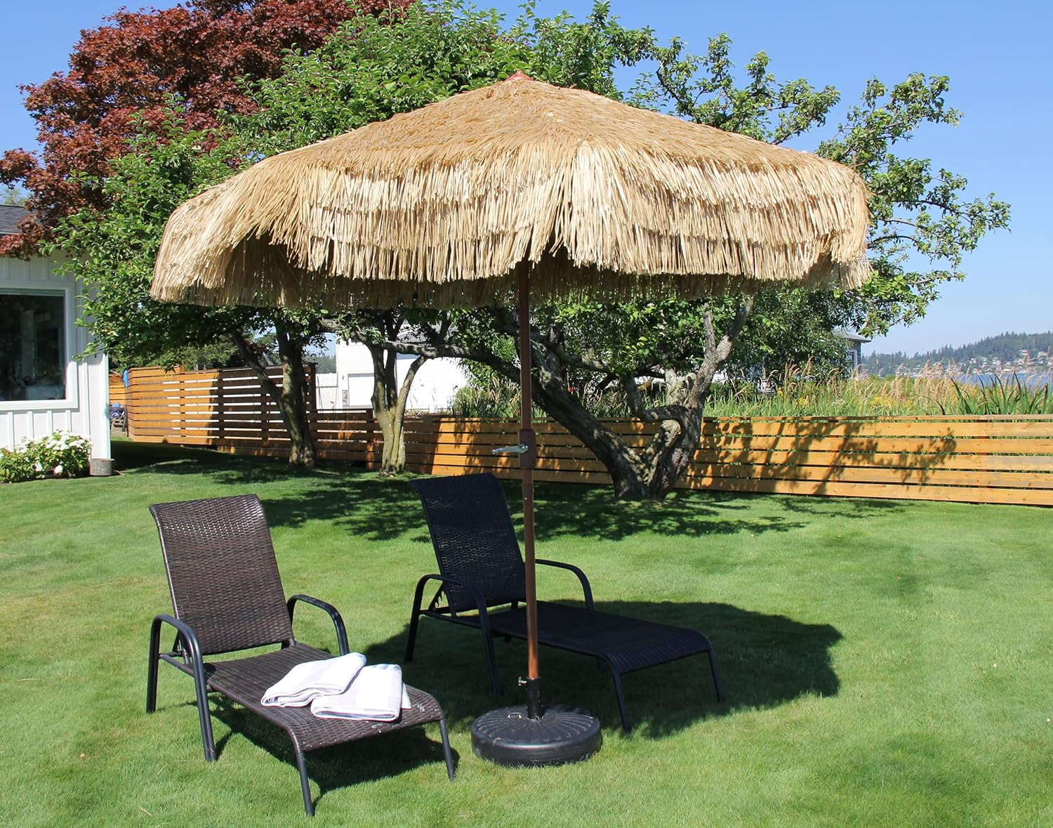 9 ft Palapa Patio Umbrella with Crank Lift and Easy Tilt Whiskey Brown