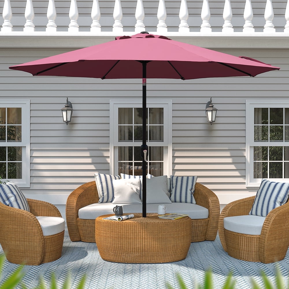 best price on patio umbrellas near me FORCLOVER 10 ft. 3-Tier Aluminum Market Patio Umbrella with with Double Vented in Beige