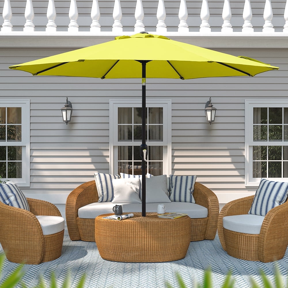 Maypex 9 ft Patio Crank and Tilt Outdoor Market Umbrella - Yellow ...