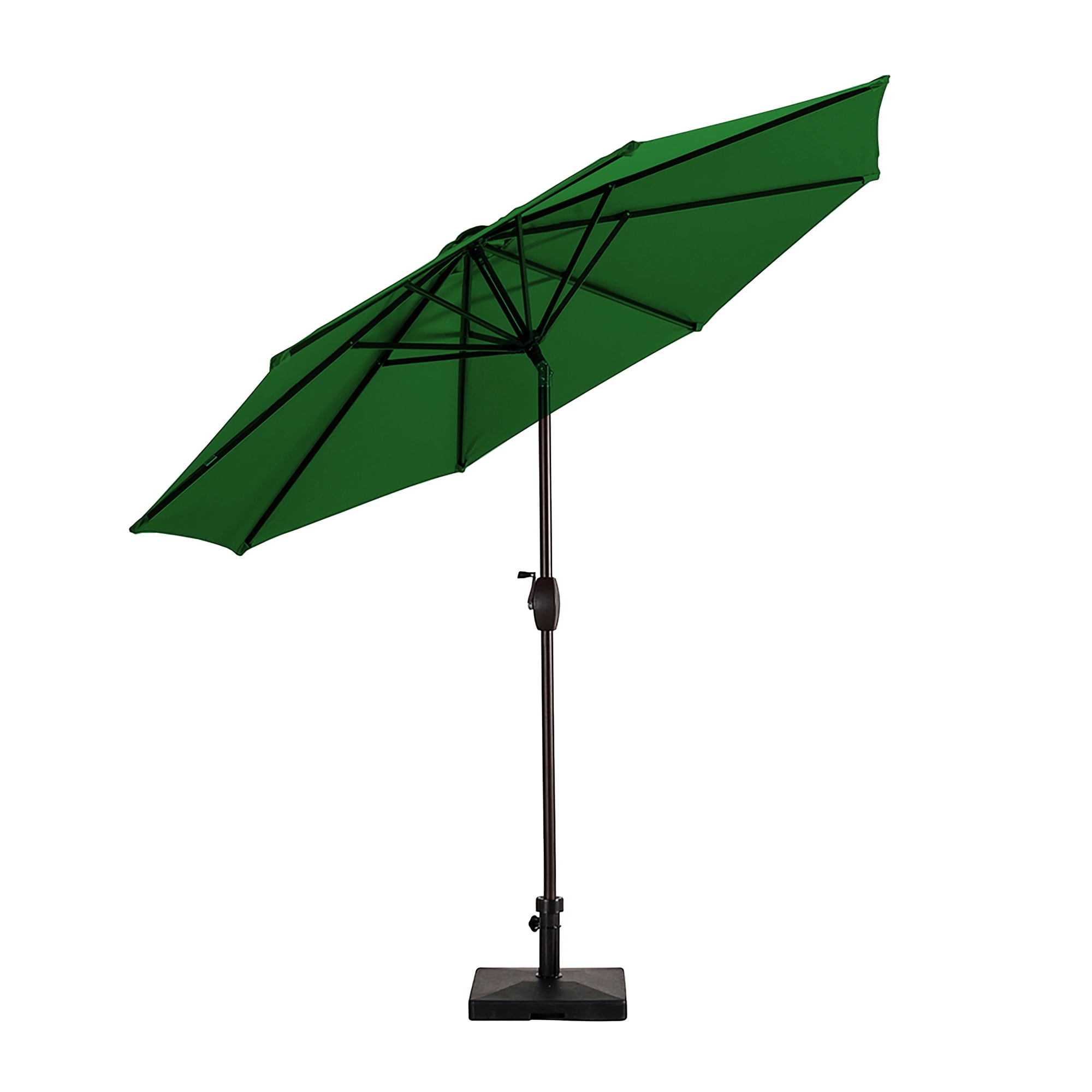 9 ft Patio Solar LED Market Umbrella with Square Concrete Base, Dark Green